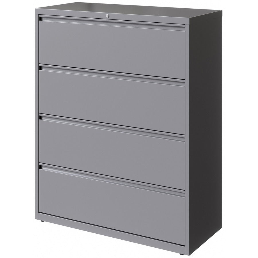 Lorell Fortress Series Lateral File, 4-Drawer, 42"W x 18.6"D x 52.5"H, Silver, Steel, 1 Each