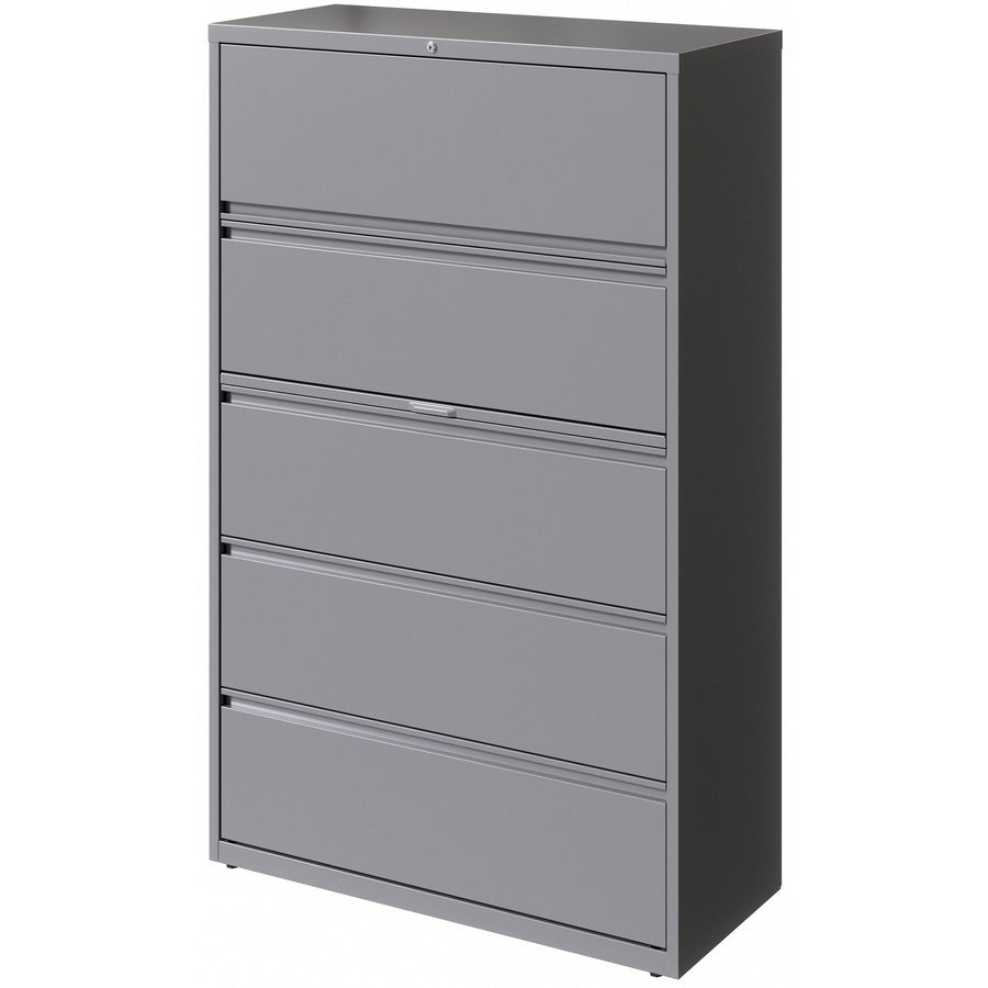 Lorell Fortress Series 2-Drawer Lateral File with Roll-out Posting Shelf, 42"W x 18.6"D x 67.6"H, Silver, Steel, 1 Each