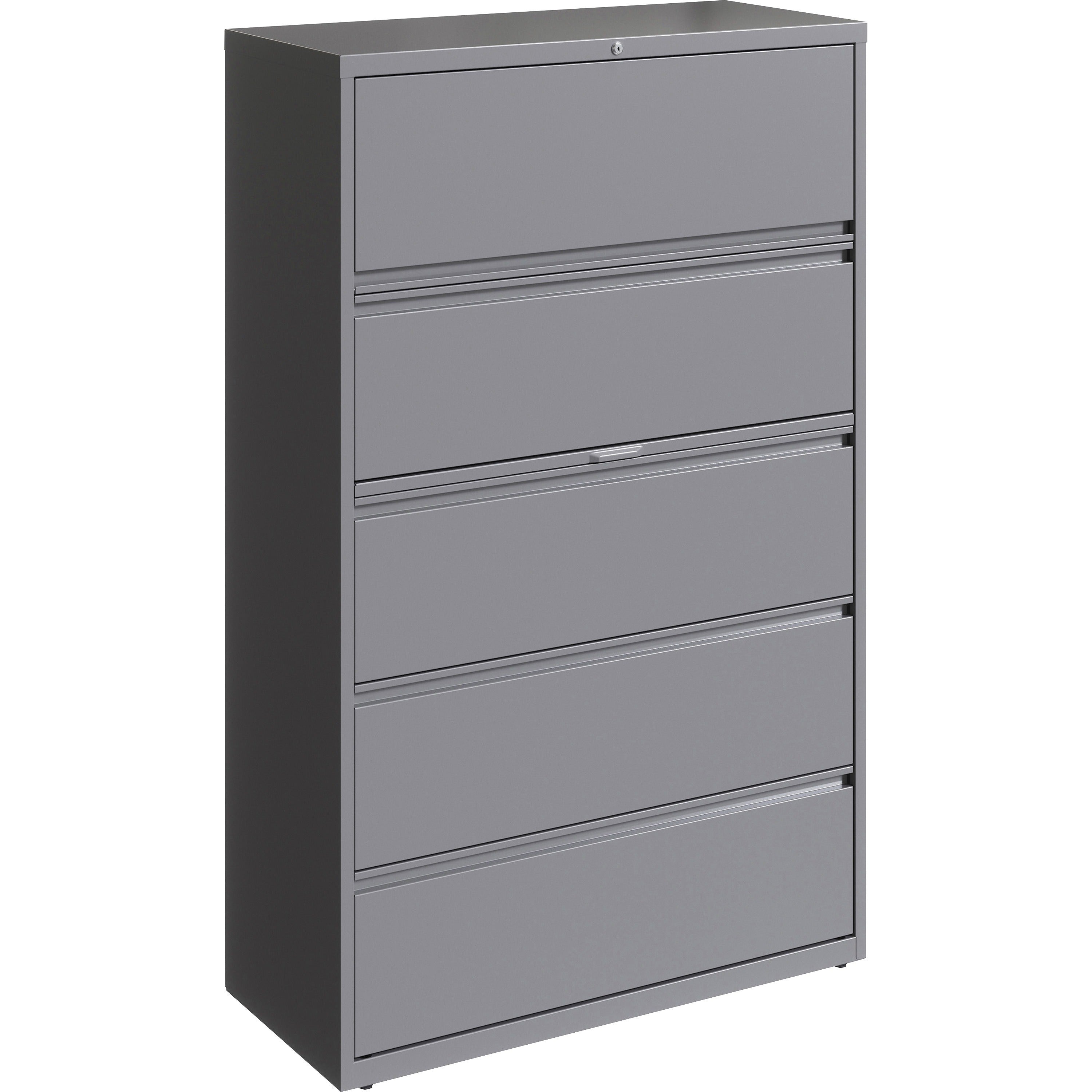 Lorell Fortress Series 2-Drawer Lateral File with Roll-out Posting Shelf, 42"W x 18.6"D x 67.6"H, Silver, Steel, 1 Each