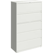 Lorell Fortress Series 5-Drawer Lateral File with Roll-out Posting Shelf, 42"W x 18.6"D x 67.6"H, White, Steel, 1 Each