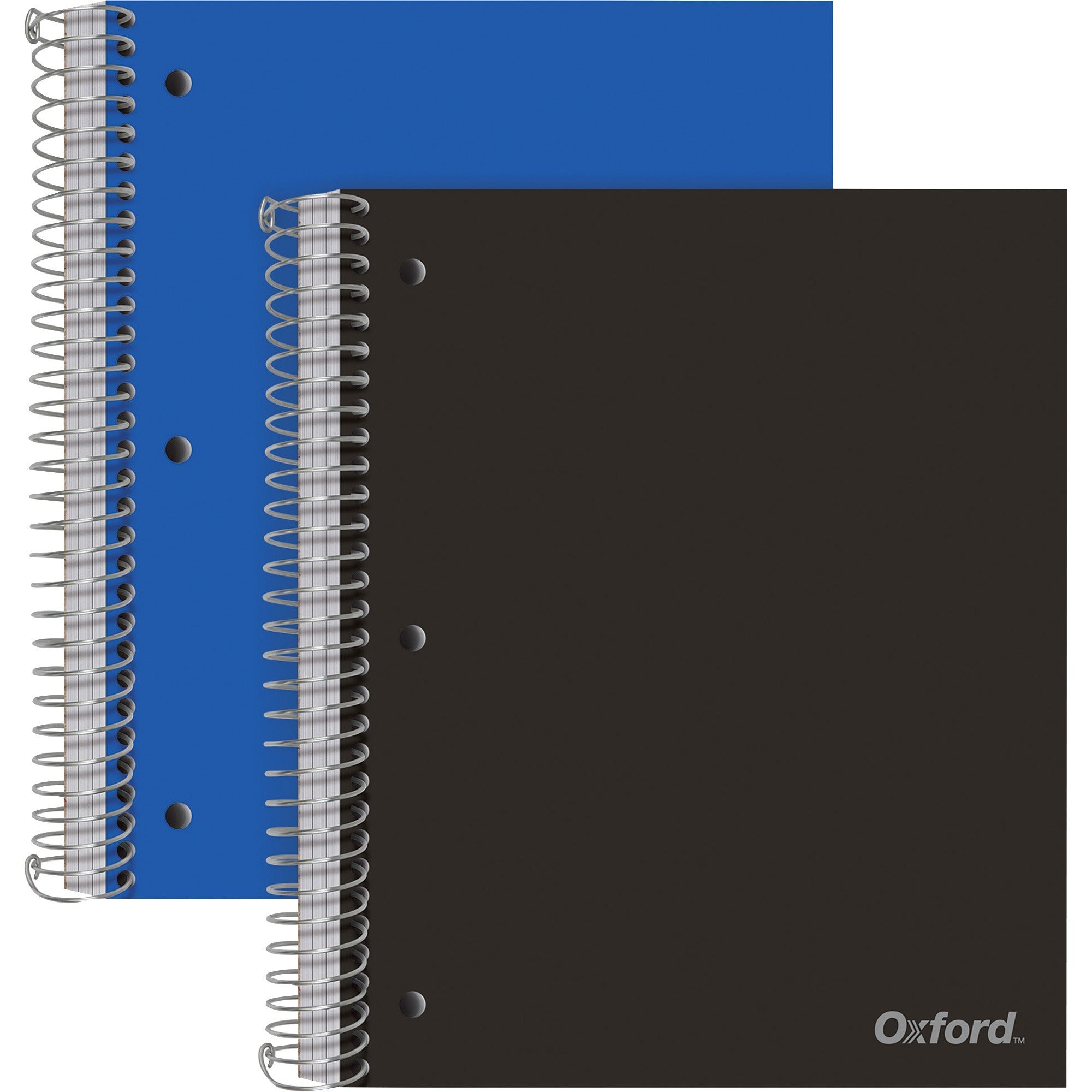 Oxford 3-Subject Poly Notebook, College Ruled, 150 Sheets, Wire Bound, 3-Hole Punched, Assorted Covers, 2 Pack