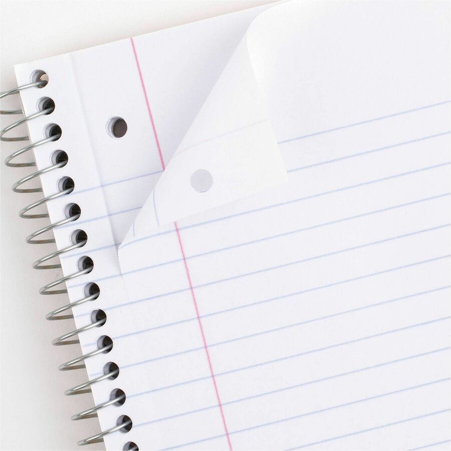 70 Sheets - 140 Pages - Spiral Bound - 3 Hole(s) - 10 1/2" x 8" Sheet Size - 10" Height x 8" Width x 0.5" Length - White Paper - Assorted Cover - Durable Cover, Bleed Resistant, Perforated, Spiral Lock, Lightweight - 4 / Pack