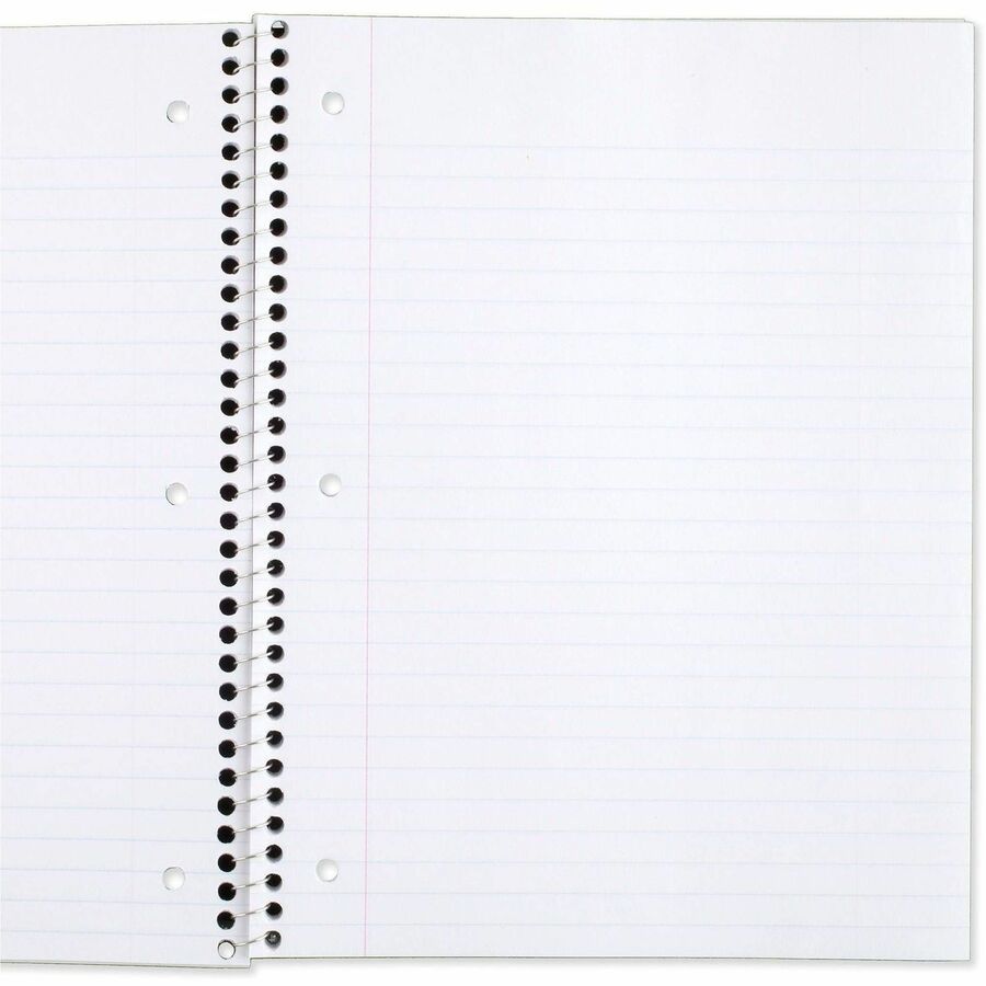 70 Sheets - 140 Pages - Spiral Bound - 3 Hole(s) - 10 1/2" x 8" Sheet Size - 10" Height x 8" Width x 0.5" Length - White Paper - Assorted Cover - Durable Cover, Bleed Resistant, Perforated, Spiral Lock, Lightweight - 4 / Pack