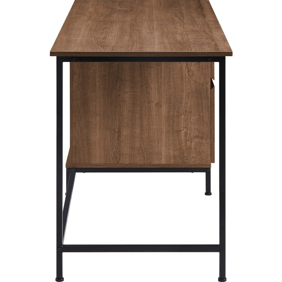 Lorell SOHO Desk with Side Drawers - 30" Height x 55" Width x 23.6" Depth - Total Drawer(s): 3 - Single Pedestal on Right Side - Finish: Walnut - 1 Each