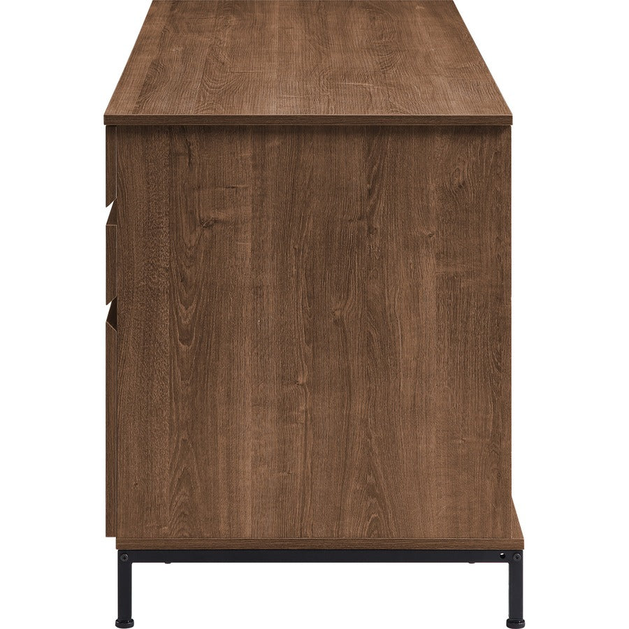 Lorell SOHO Desk with Side Drawers - 30" Height x 55" Width x 23.6" Depth - Total Drawer(s): 3 - Single Pedestal on Right Side - Finish: Walnut - 1 Each