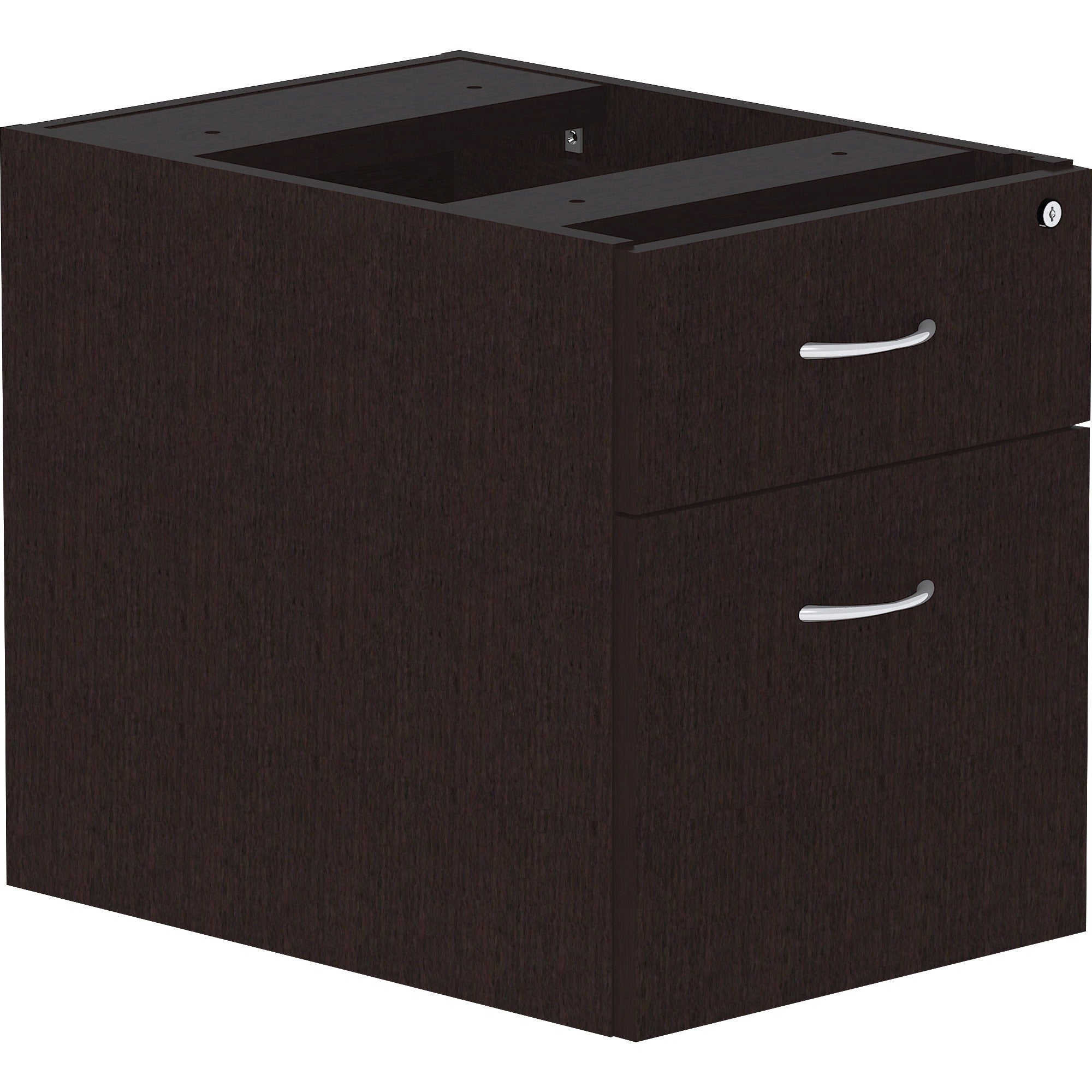 Lorell Essentials Series Box/File Hanging File Cabinet - 21" Height x 16" Width x 22" Depth Pedestal - Total Drawer(s): 2 - Finish: Espresso - 1 Each