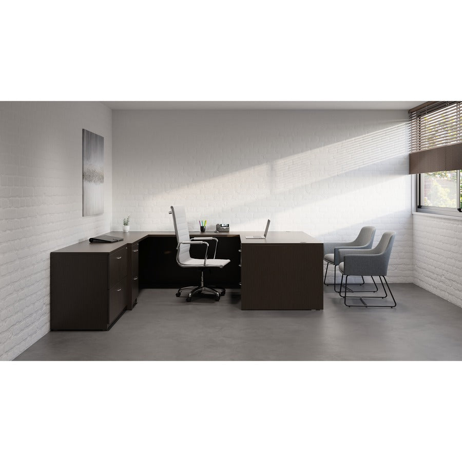 Lorell Essentials Series Box/Box/File Fixed File Cabinet - 28.3" Height x 16" Width x 22" Depth Pedestal - Finish: Espresso, Silver Brush - 1 Each