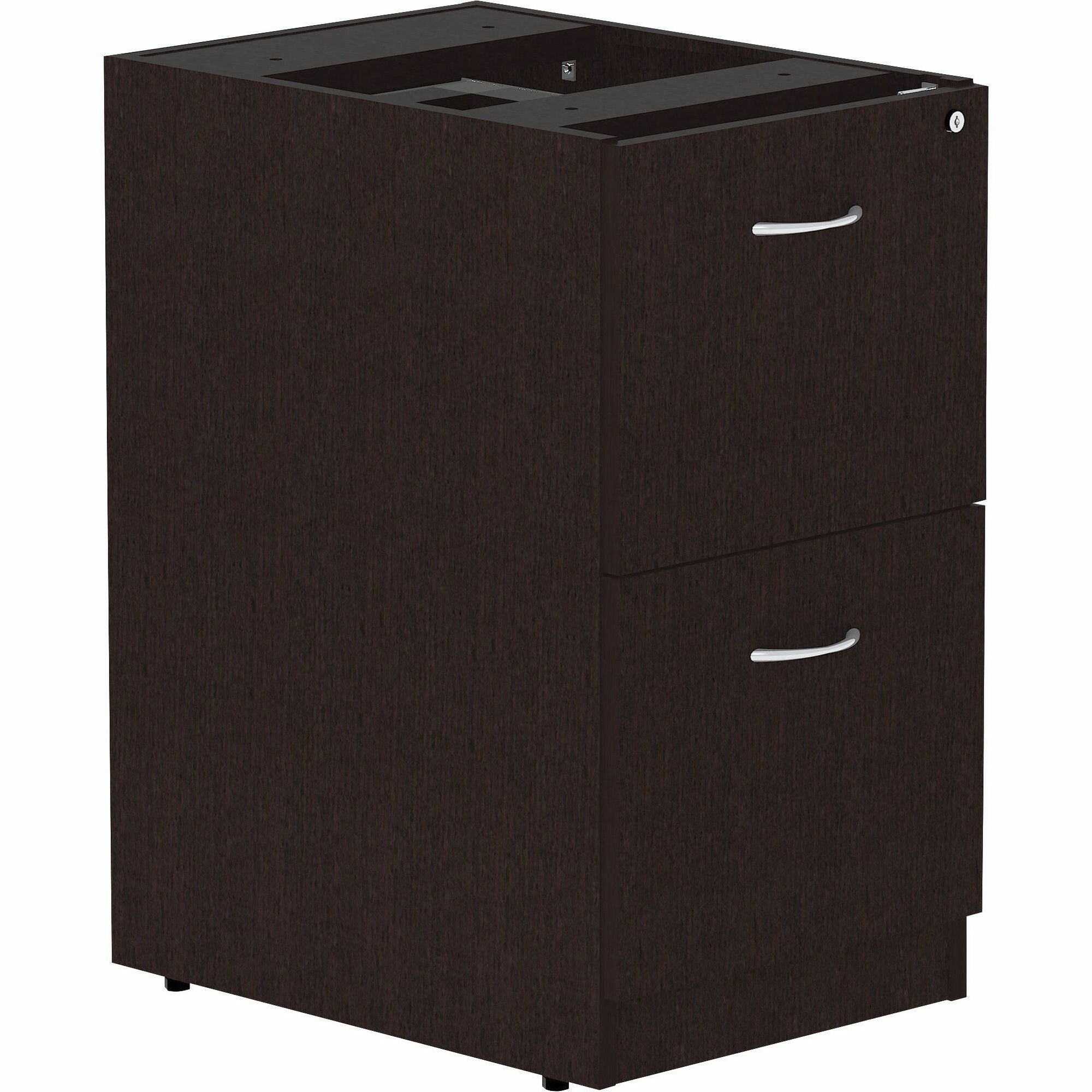 Lorell Essentials Series File/File Fixed File Cabinet - 28.3" Height x 16" Width x 22" Depth Pedestal - Finish: Espresso, Silver Brush - 1 Each