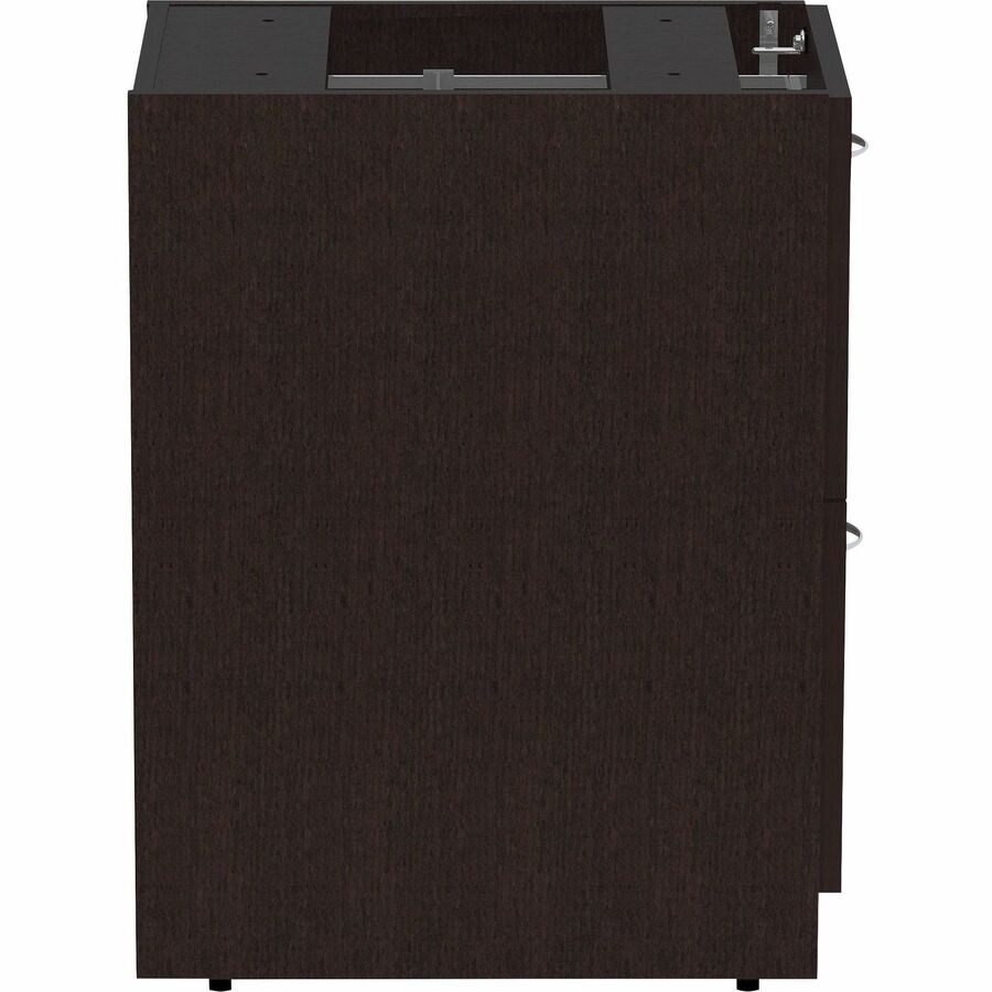 Lorell Essentials Series File/File Fixed File Cabinet - 28.3" Height x 16" Width x 22" Depth Pedestal - Finish: Espresso, Silver Brush - 1 Each