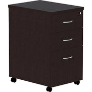Lorell Essentials Series Box/Box/File Mobile File Cabinet - 28.3" Height x 16" Width x 22" Depth Pedestal, x 1" Thickness Top - Finish: Espresso, Silver Brush - 1 Each