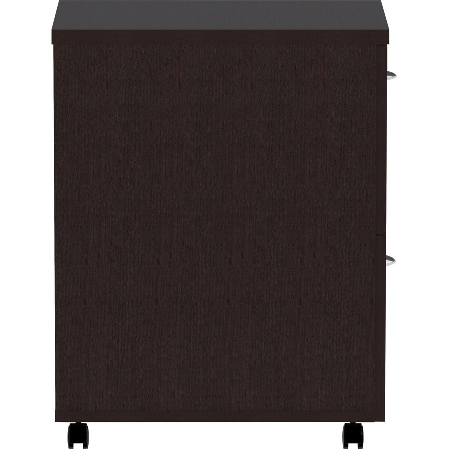 Lorell Essentials Series File/File Mobile File Cabinet - 28.3" Height x 16" Width x 22" Depth Pedestal - Finish: Espresso, Silver Brush - 1 Each