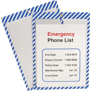 C-Line Safety Striped Shop Ticket Holders - 0.1" Height x 9.8" Width x 13.6" Length - Vinyl - Blue, White - 1 Box