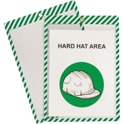 C-Line Safety Striped Shop Ticket Holders - 0.1" Height x 9.8" Width x 13.6" Length - Vinyl - White, Green - 1 Box