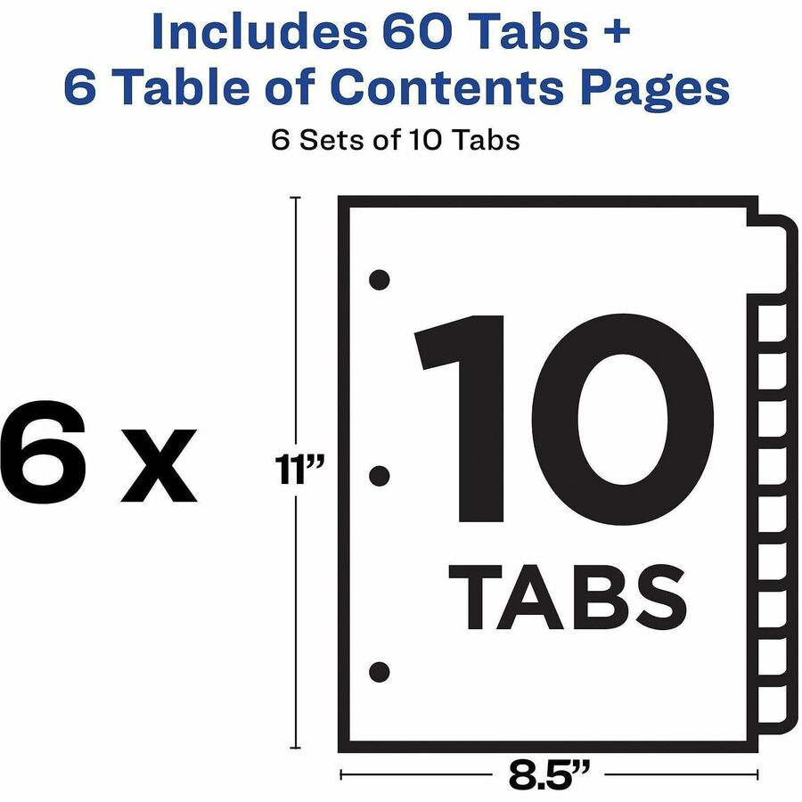 Avery Dividers, 10 Tabs, Ready Index (6 Sets of 11823)
