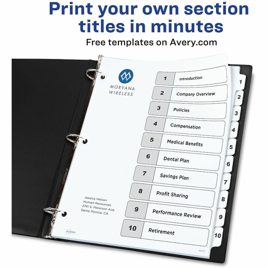 Avery Dividers, 10 Tabs, Ready Index (6 Sets of 11823)