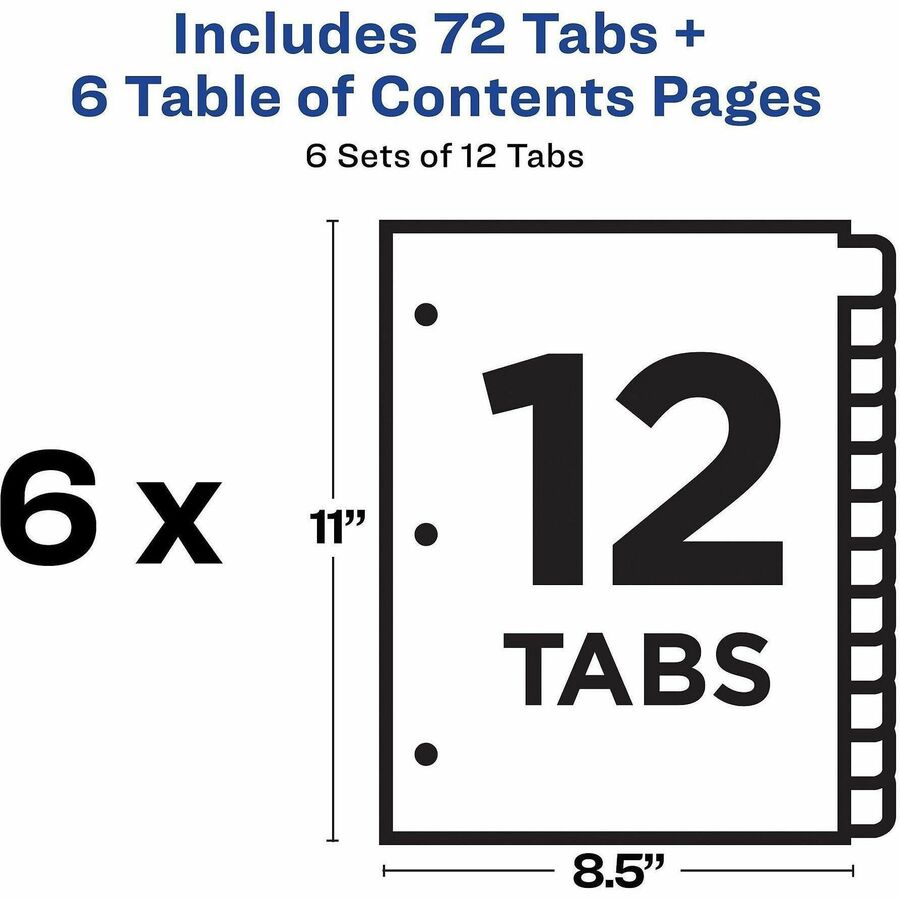 Avery Dividers, 12 Tabs, Ready Index (6 Sets of 11824)