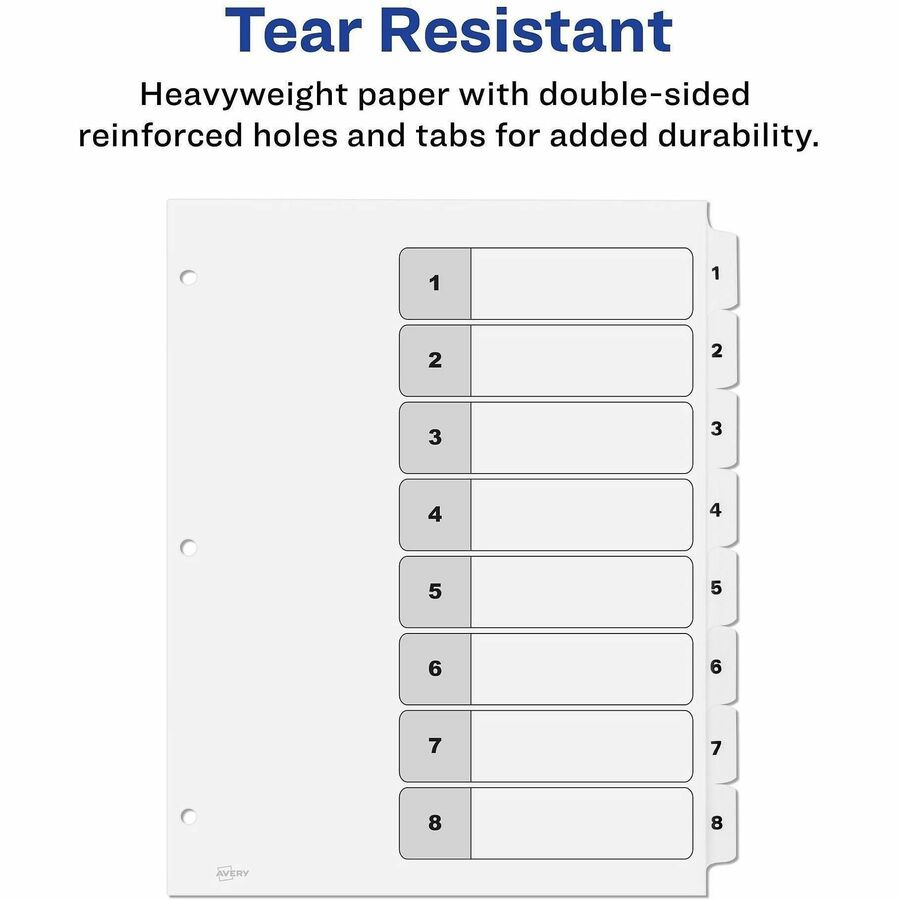 Avery Ready Index 8 Tab Dividers, Customizable TOC, 6 Sets (11822)