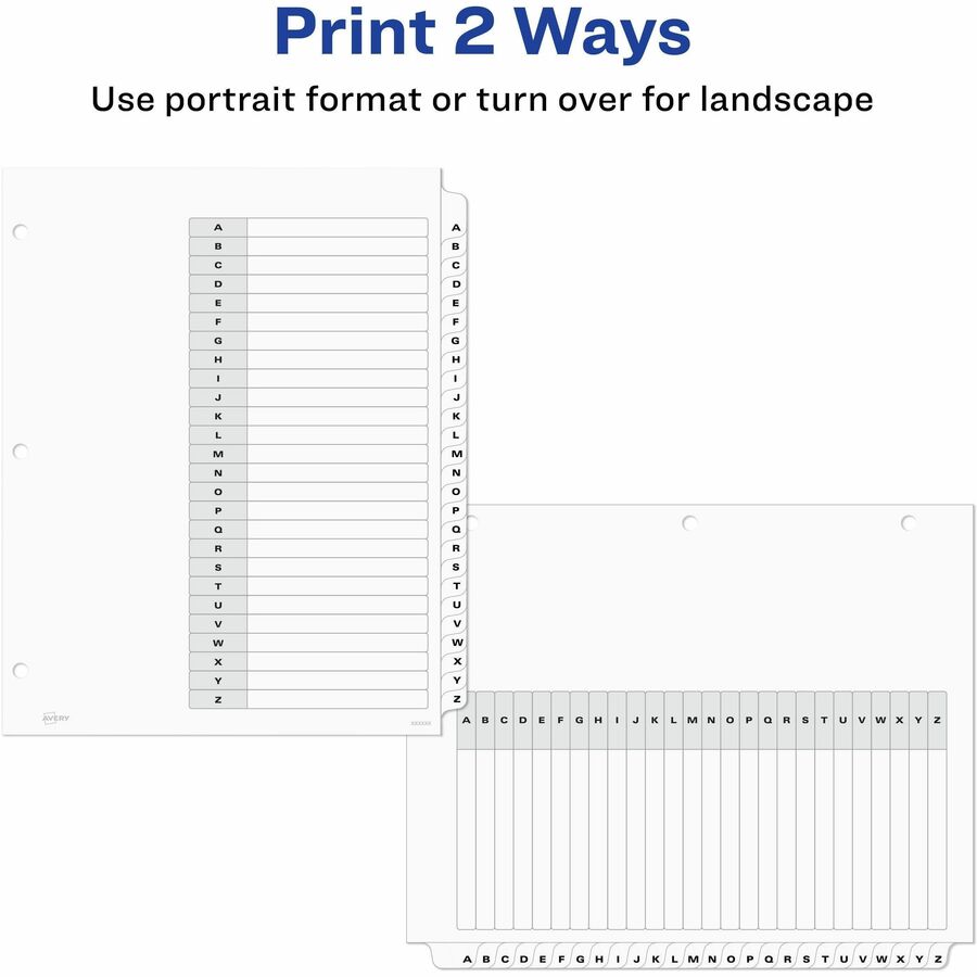 Avery&reg; A-Z Black & White Table of Contents Dividers
