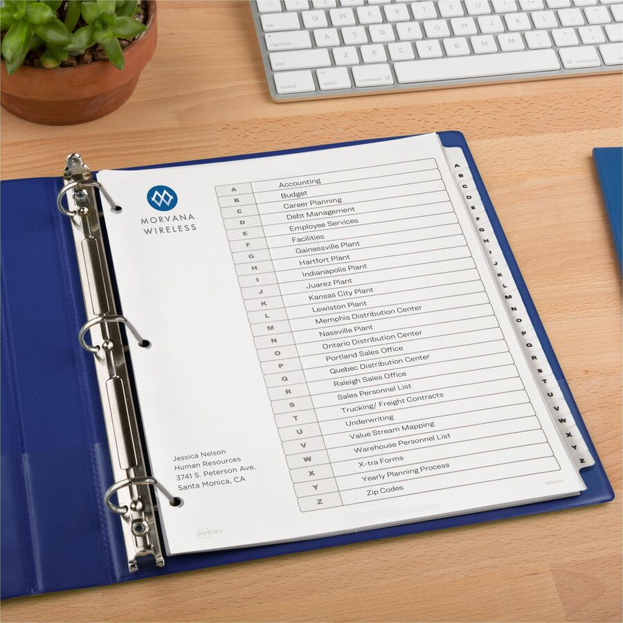Avery&reg; A-Z Black & White Table of Contents Dividers