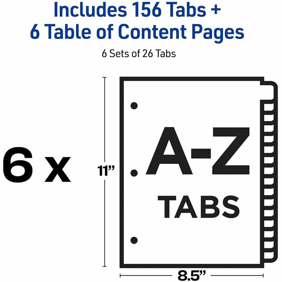 Avery A-Z Dividers, 26 Tabs, Ready Index (6 Sets of 11832)