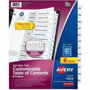 Avery Jan-Dec Dividers, 12 Tabs, Ready Index (6 Sets of 11826)