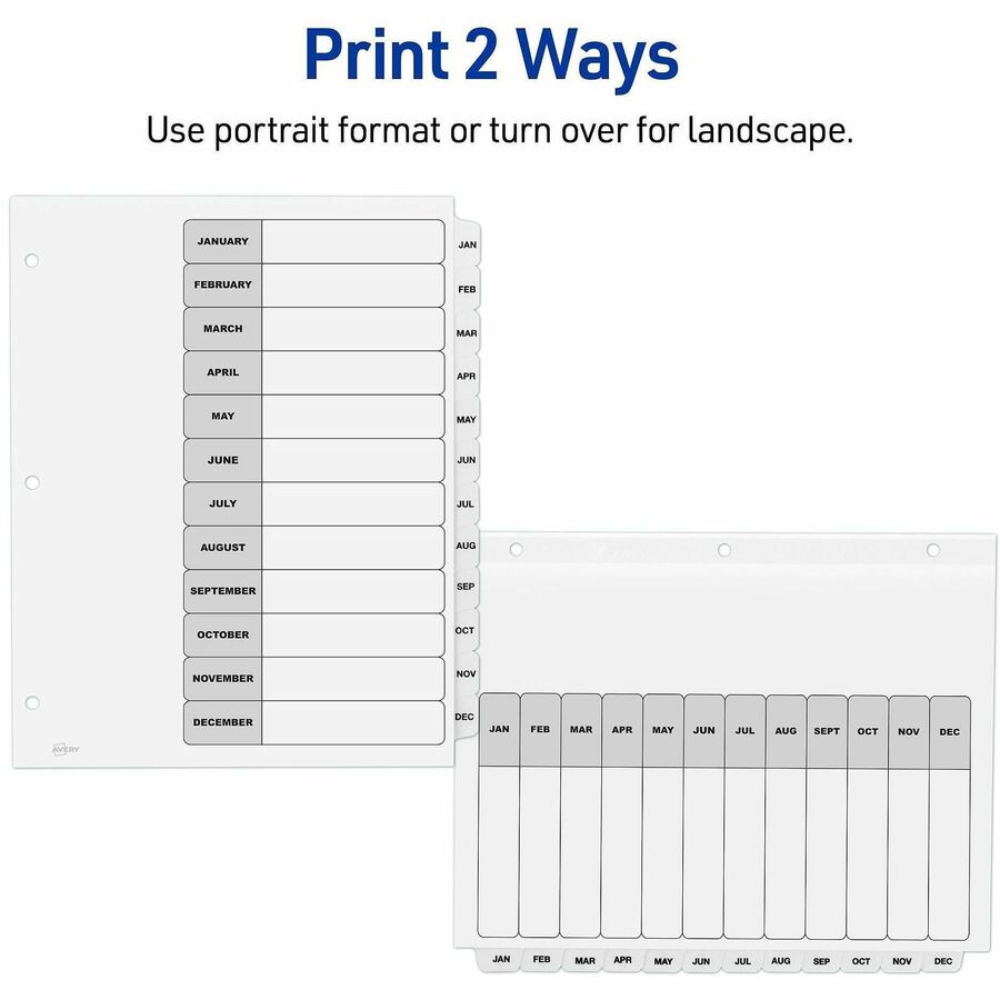 Avery Jan-Dec Dividers, 12 Tabs, Ready Index (6 Sets of 11826)