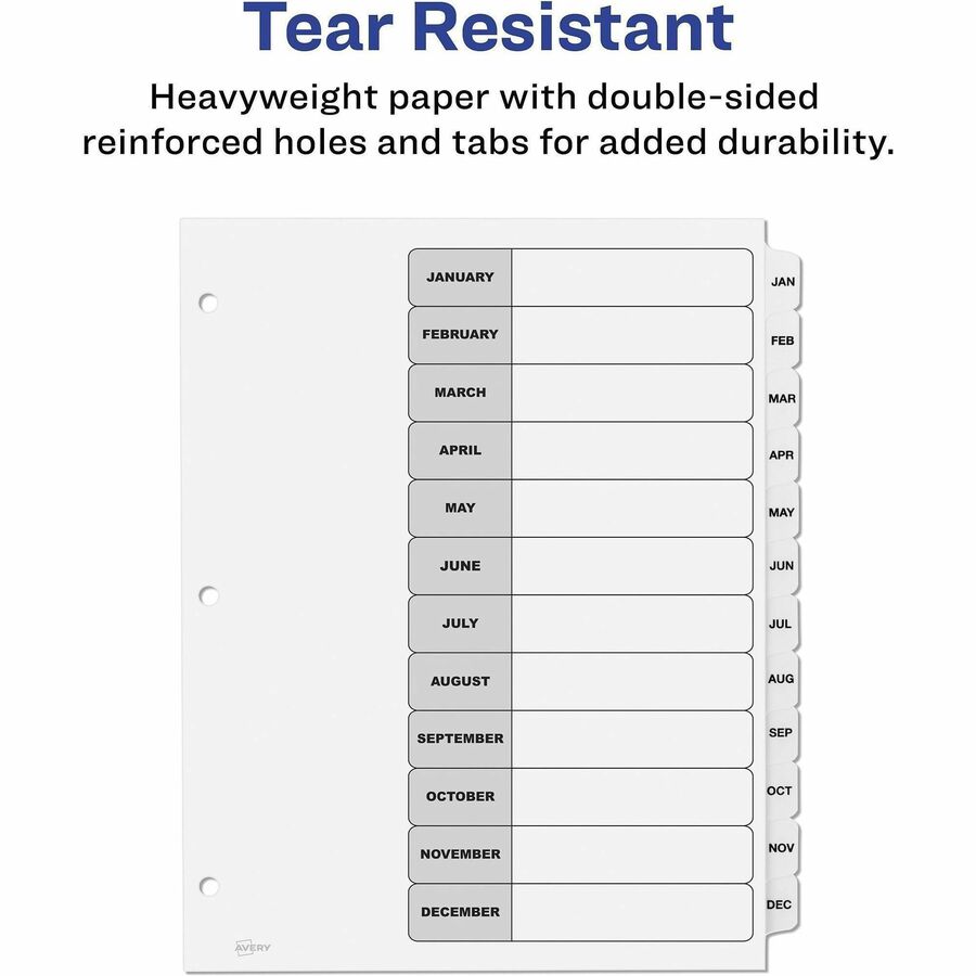 Avery Jan-Dec Dividers, 12 Tabs, Ready Index (6 Sets of 11826)