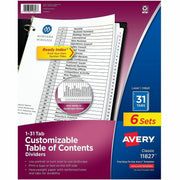Avery 1-31 Dividers, 31 Tabs, Ready Index (6 Sets of 11827)