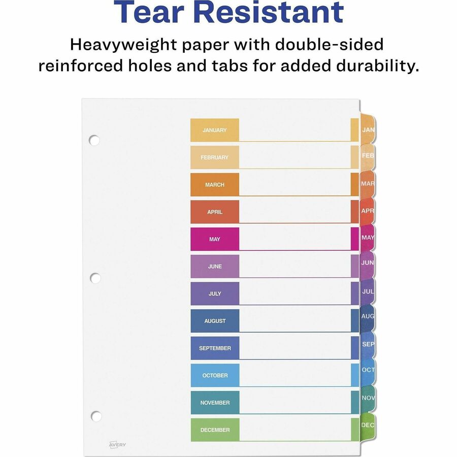 Avery&reg; Ready Index 12 Tab Dividers, Customizable TOC, 6 Sets