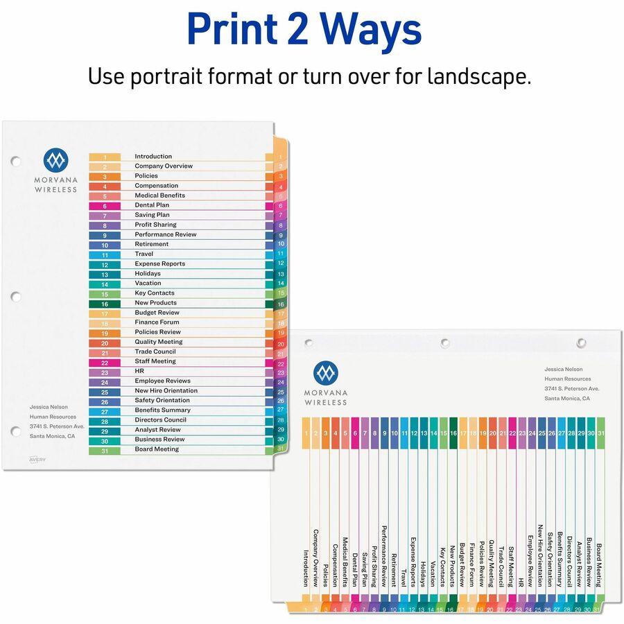 Avery 1-31 Dividers, 31 Tabs, Ready Index (6 Sets of 11831)
