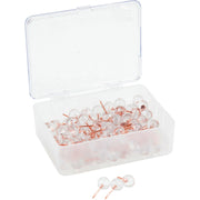 U Brands Sphere Push Pins - 0.44" Shank - 0.38" Head - Rose Gold, Clear - 100 / Pack