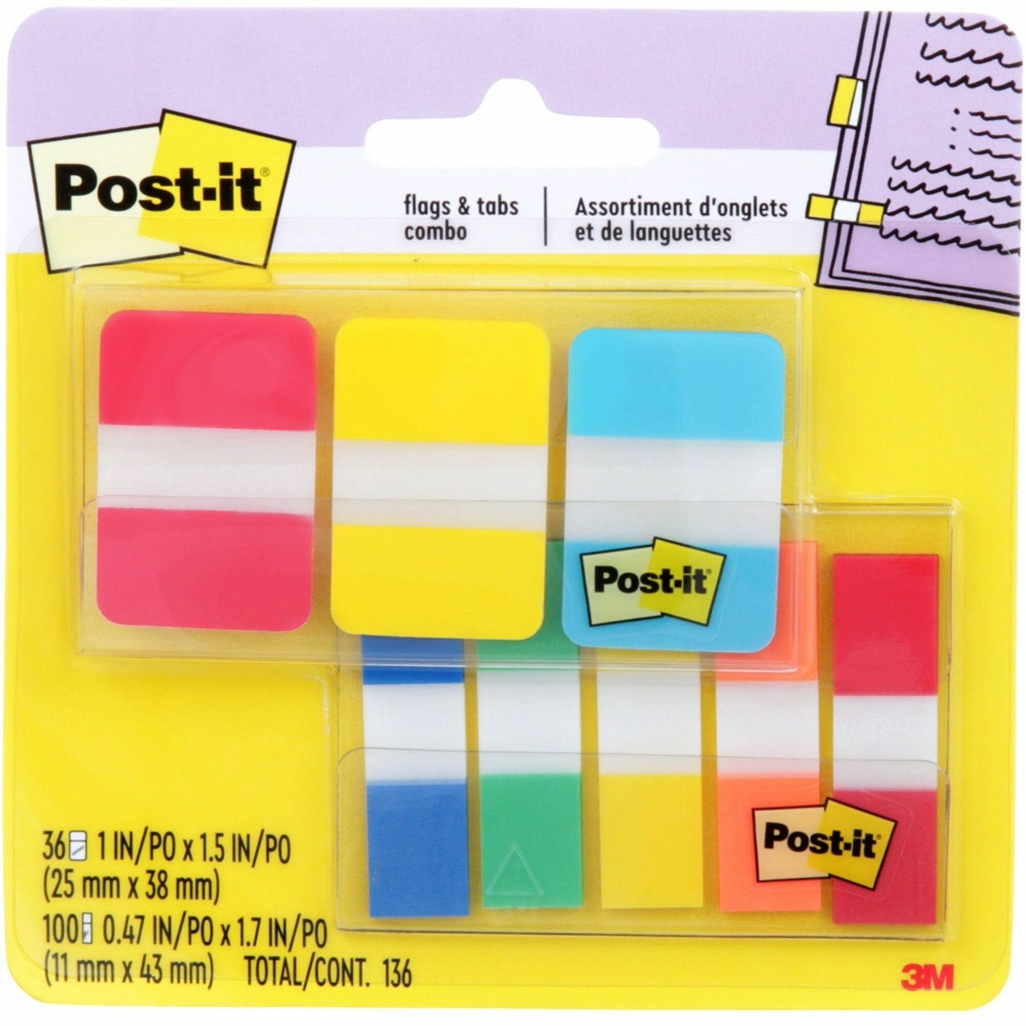 Red, Yellow, Blue, Green, Orange - Sticky, Adhesive - 136 / Pack