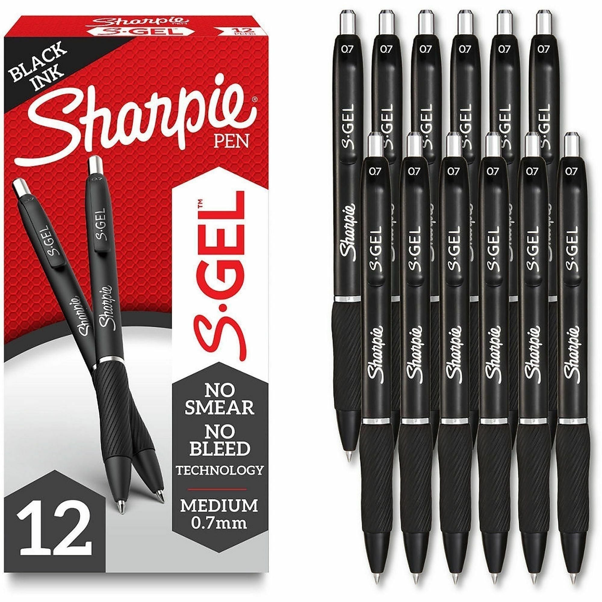 Sharpie S-Gel Pens - 0.7 mm Pen Point - Retractable - Black Ink - Gel-based - 1 Dozen
