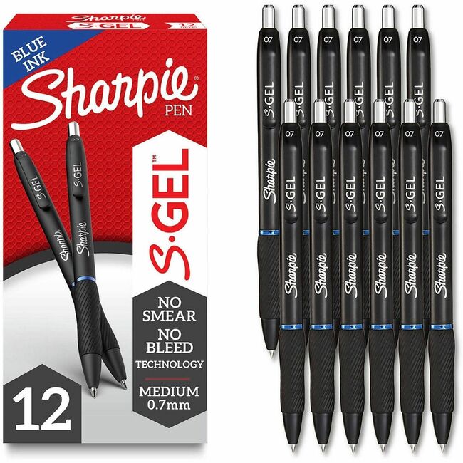 Sharpie S-Gel Pens - 0.7 mm Pen Point - Retractable - Blue Ink - Gel-based - 1 Dozen