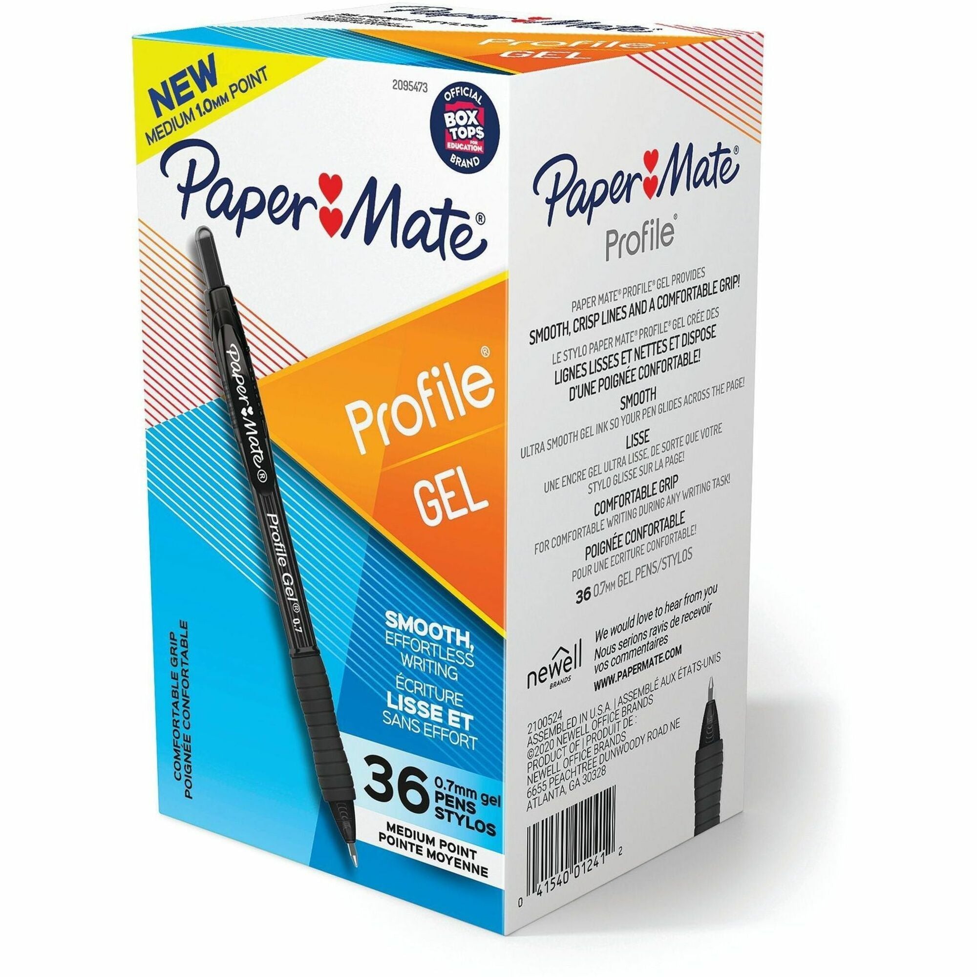 Paper Mate Profile Gel 0.7mm Retractable Pen - 0.7 mm Pen Point - Retractable - Black Ink - 1 Box