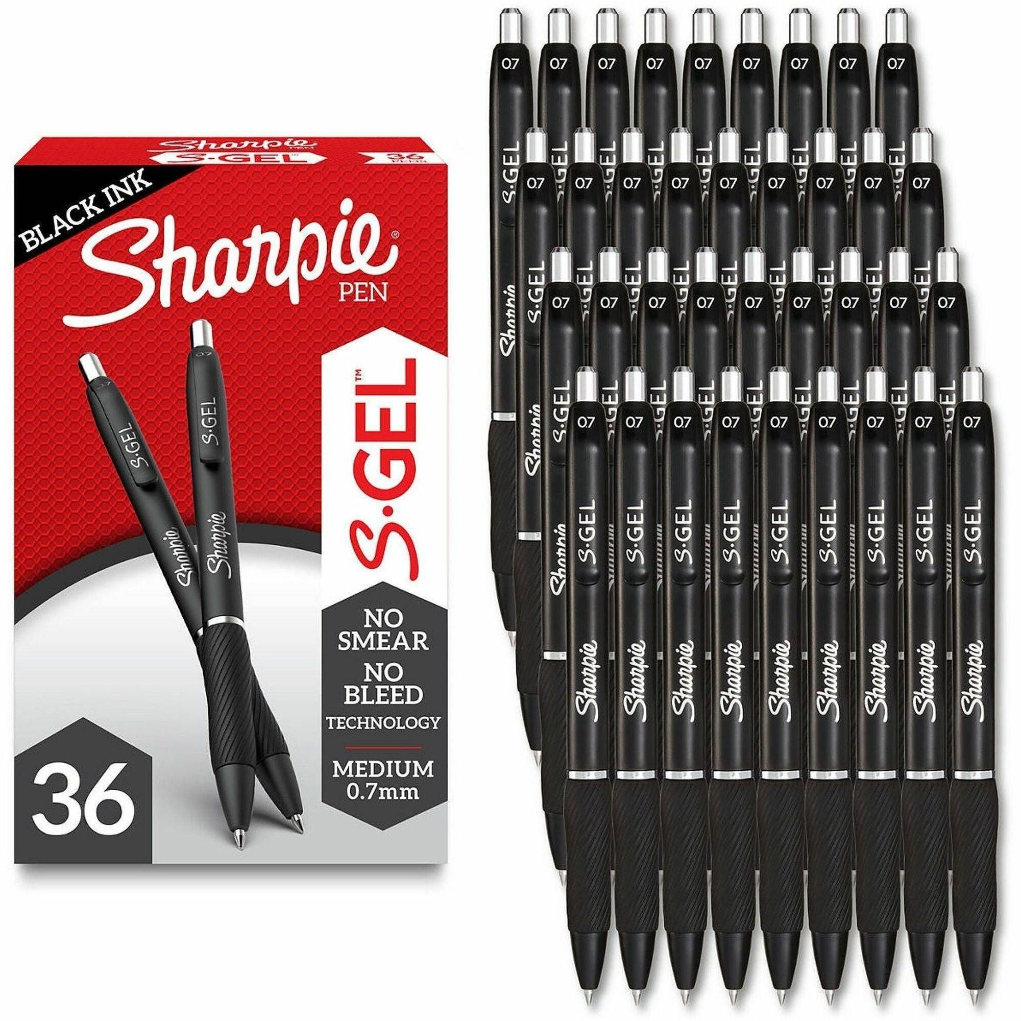 Sharpie S-Gel Pens - 0.7 mm Pen Point - Retractable - Black Ink - Gel-based - 1 Box
