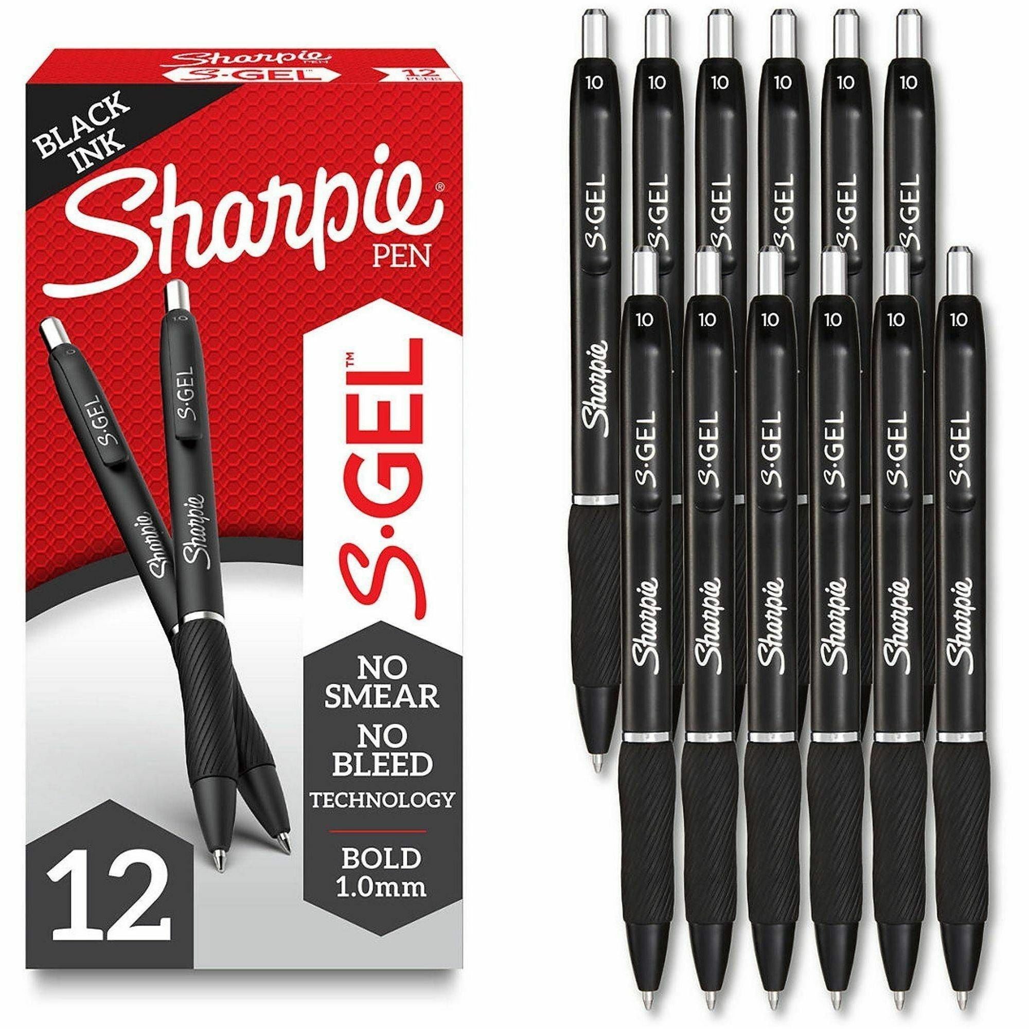 Sharpie S-Gel Pens - 1 mm Pen Point - Retractable - Black Ink - Gel-based - 1 Dozen