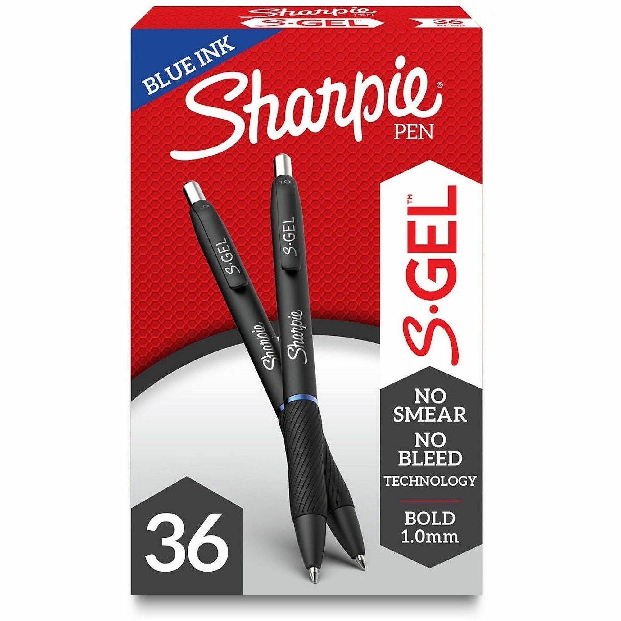 1 mm Bold Pen Point - Retractable - Blue Ink - Gel-based - Black Barrel - 36 / Box