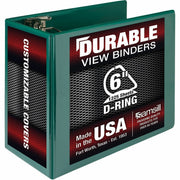 Samsill Nonstick 6" Locking D-Ring View Binder, 3 Rings, 1225 Sheet Capacity, 2 Internal Pockets, Green, 1 Each
