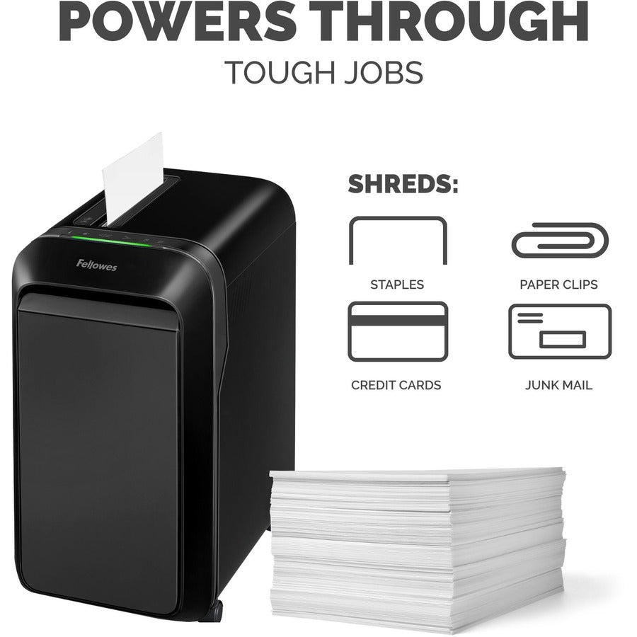 Micro Cut - 20 Per Pass - for shredding Paper, Credit Card, Paper Clip, Staples, Junk Mail - 0.156" x 0.500" Shred Size - P-4 - 7 ft/min - 9" Throat - 20 Minute Run Time - 8 gal Wastebin Capacity - Black