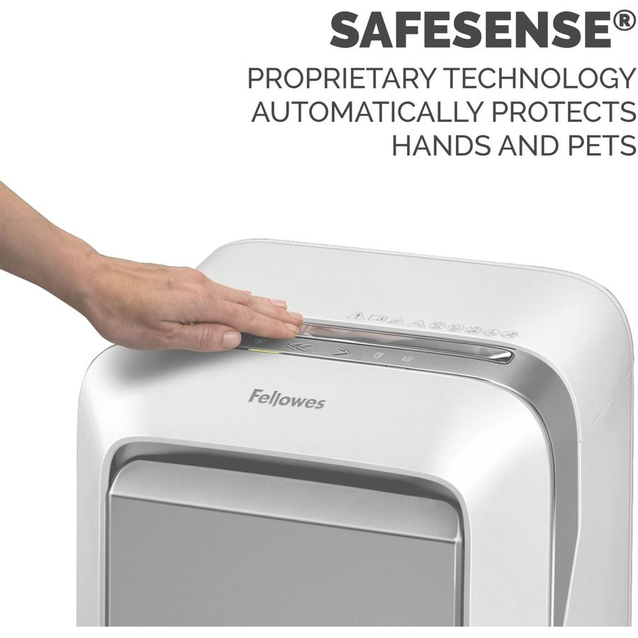 Micro Cut - 16 Per Pass - for shredding Paper, Credit Card, Paper Clip, Staples, Junk Mail - 0.156" x 0.500" Shred Size - P-4 - 7 ft/min - 9" Throat - 20 Minute Run Time - 6 gal Wastebin Capacity - White