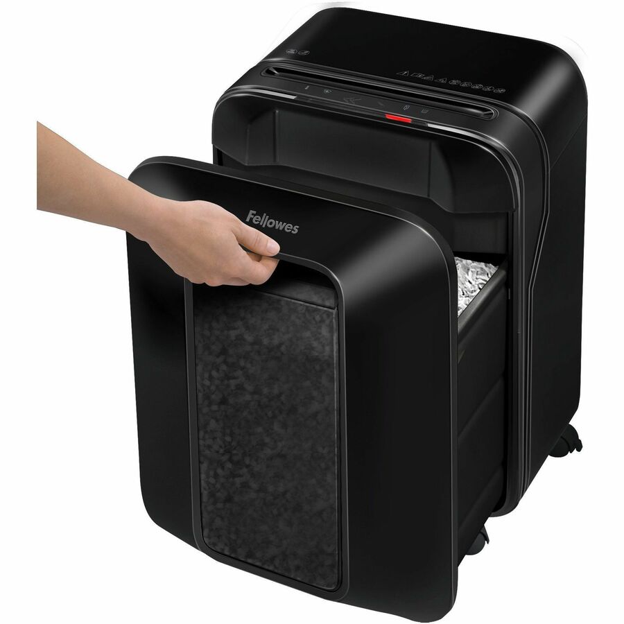 Micro Cut - 12 Per Pass - for shredding Paper, Paper Clip, Credit Card, Staples - 0.156" x 0.500" Shred Size - P-4 - 9 ft/min - 9" Throat - 10 Minute Run Time - 6 gal Wastebin Capacity - Black