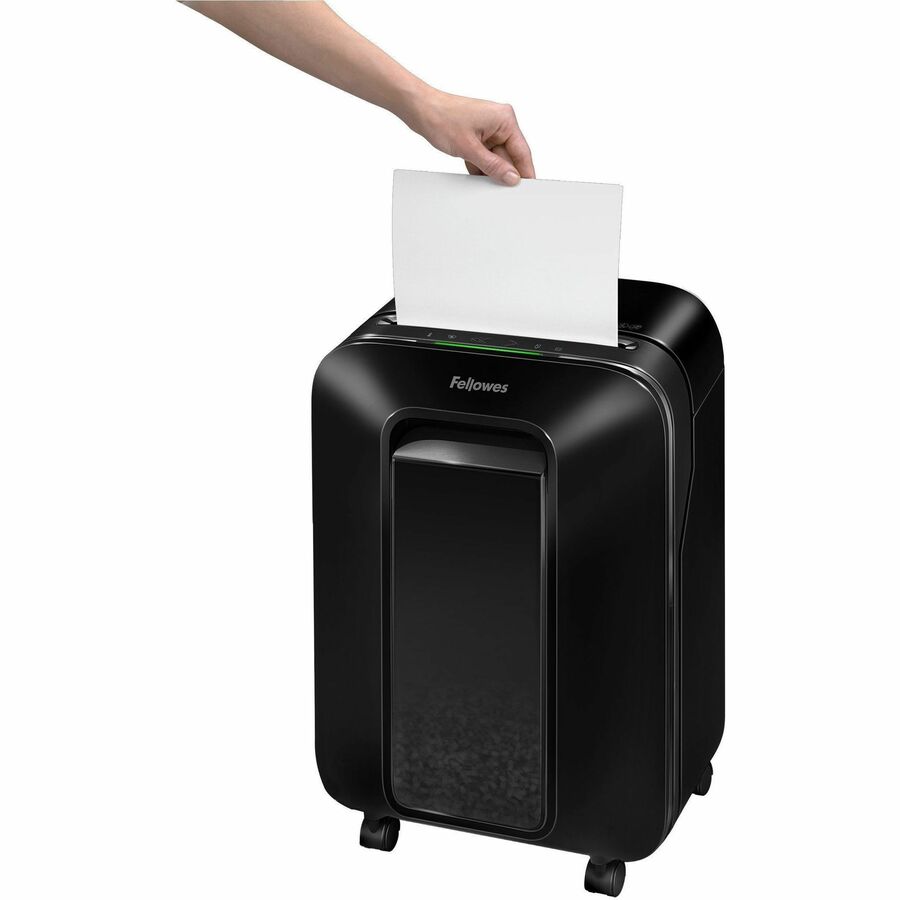 Micro Cut - 12 Per Pass - for shredding Paper, Paper Clip, Credit Card, Staples - 0.156" x 0.500" Shred Size - P-4 - 9 ft/min - 9" Throat - 10 Minute Run Time - 6 gal Wastebin Capacity - Black