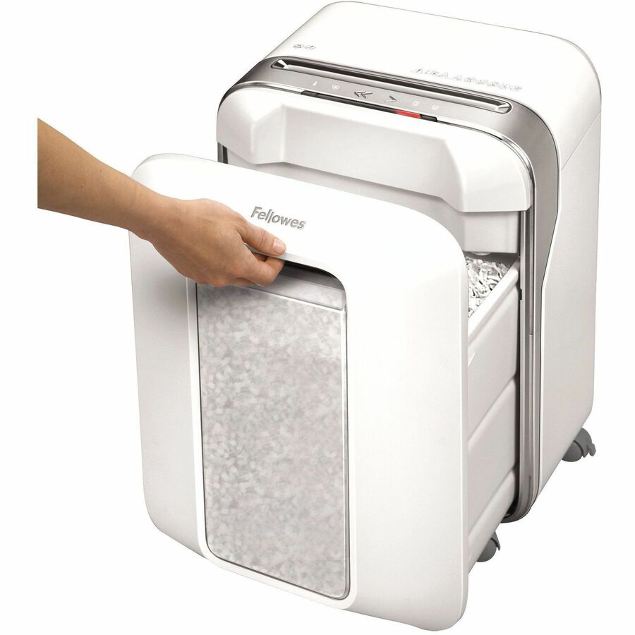 Continuous Shredder - Micro Cut - 12 Per Pass - for shredding Paper, Paper Clip, Credit Card, Staples, Junk Mail - 0.156" x 0.500" Shred Size - P-4 - 10 Minute Run Time - 15 Minute Cool Down Time - 6 gal Wastebin Capacity - White