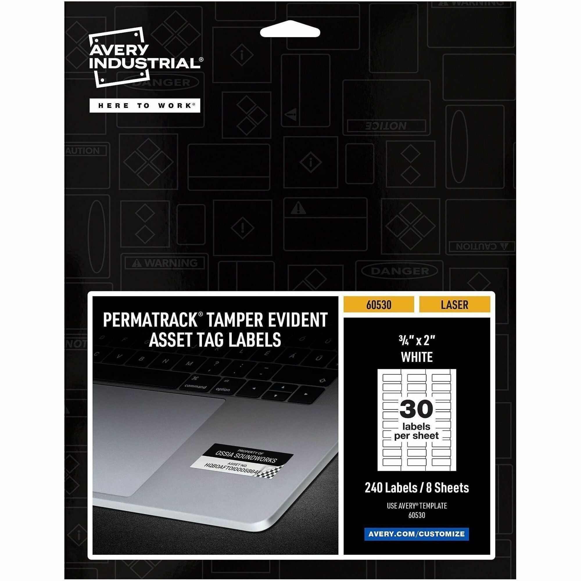 Avery&reg; PermaTrack Tamper-Evident Asset Tag Labels - 0.75" Length x 2" Width - Rectangular - Matte White - 1 Pack