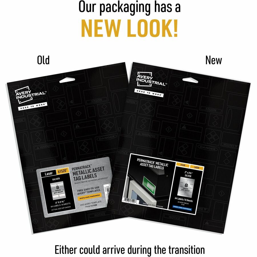 Avery&reg; PermaTrack Metallic Asset Tag Labels, 2" x 3-3/4" , 64 Asset Tags