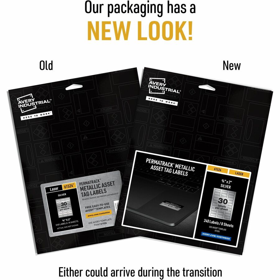 Avery&reg; PermaTrack Metallic Asset Tag Labels, 3/4" x 2" , 240 Asset Tags
