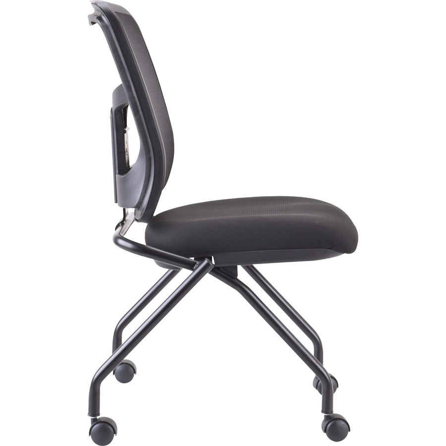 Lorell Training Room Guest Chairs - Black Seat Color - Fabric Seat Material - Mesh Back Material - Metal Frame Material - Rectangular Base - Black - 2 / Carton