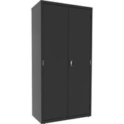 Lorell Fortress Series Janitorial Cabinet, 4 Shelves, 36"W x 18"D x 72"H, Black, Steel, 1 Each