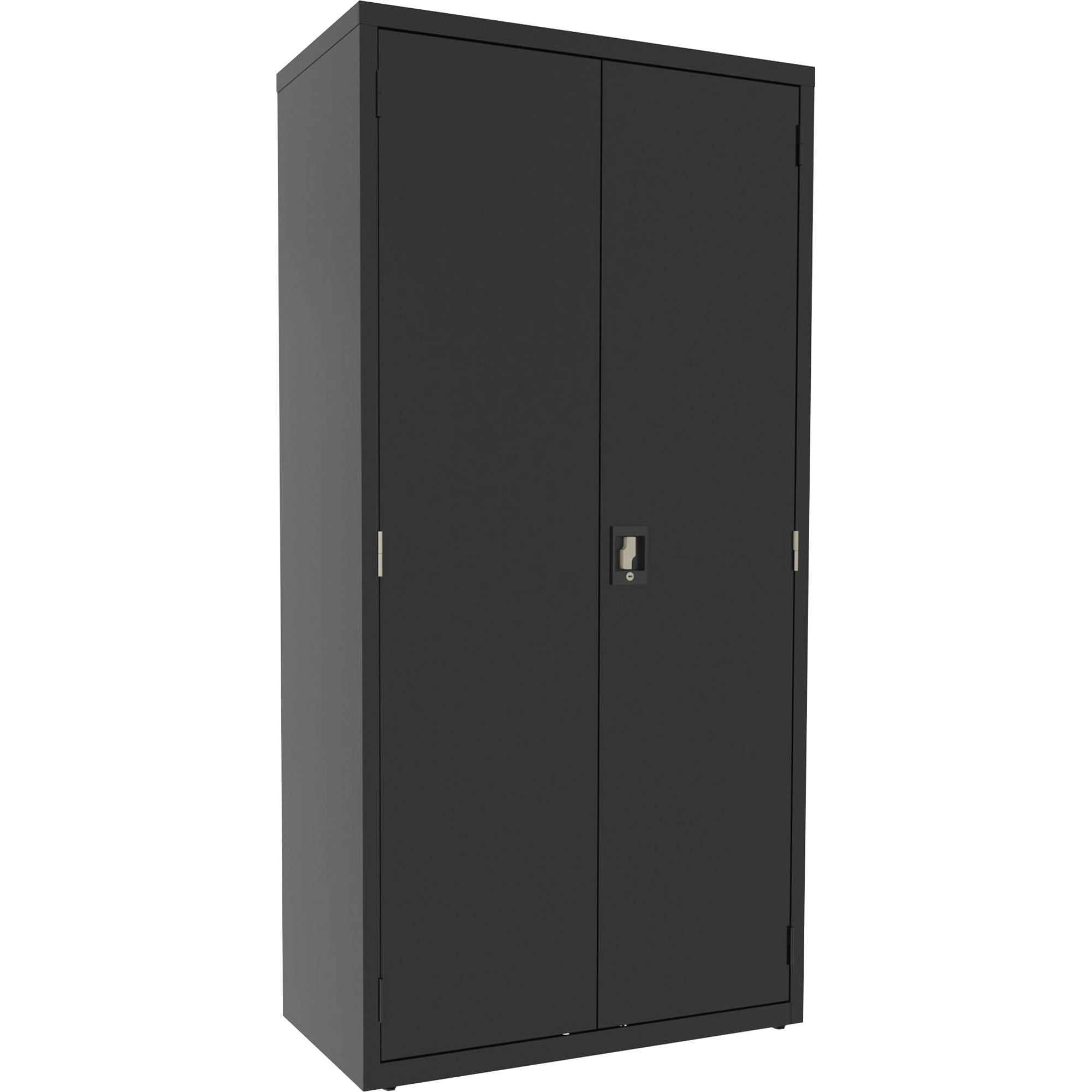 Lorell Fortress Series Janitorial Cabinet, 4 Shelves, 36"W x 18"D x 72"H, Black, Steel, 1 Each
